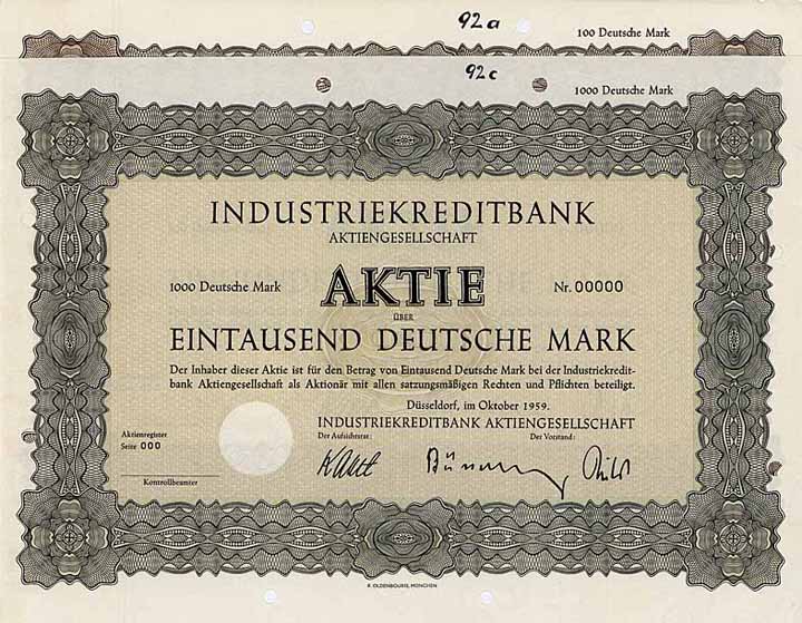 Industriekreditbank AG (2 Stücke)