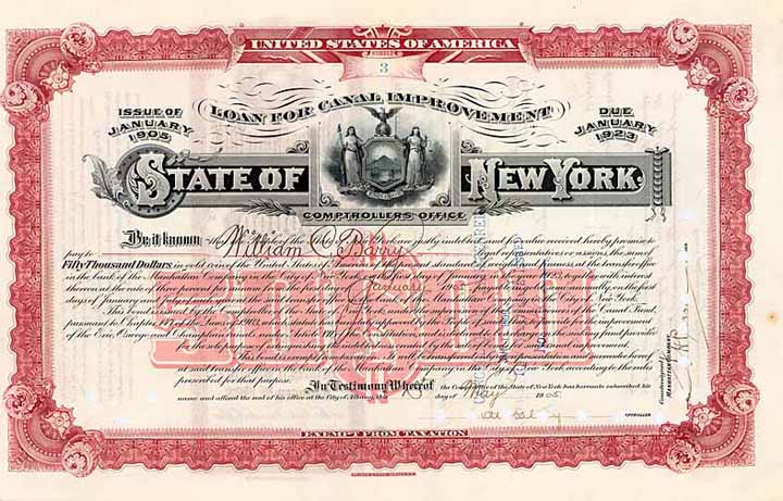 State of New York, Loan for Canal Improvement