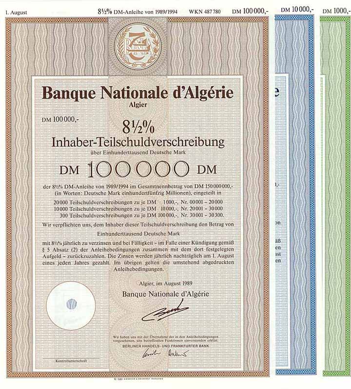 Banque Nationale d'Algerie (3 Stücke)