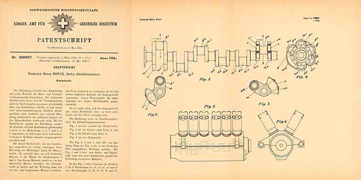 Patentschrift „Kurbelwelle“ - ROYCE