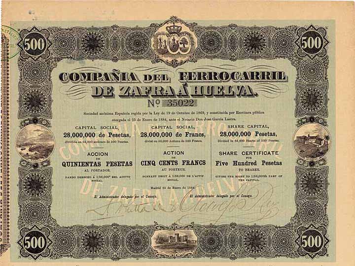 Cia. del Ferrocarril de Zafra á Huelva S.A.