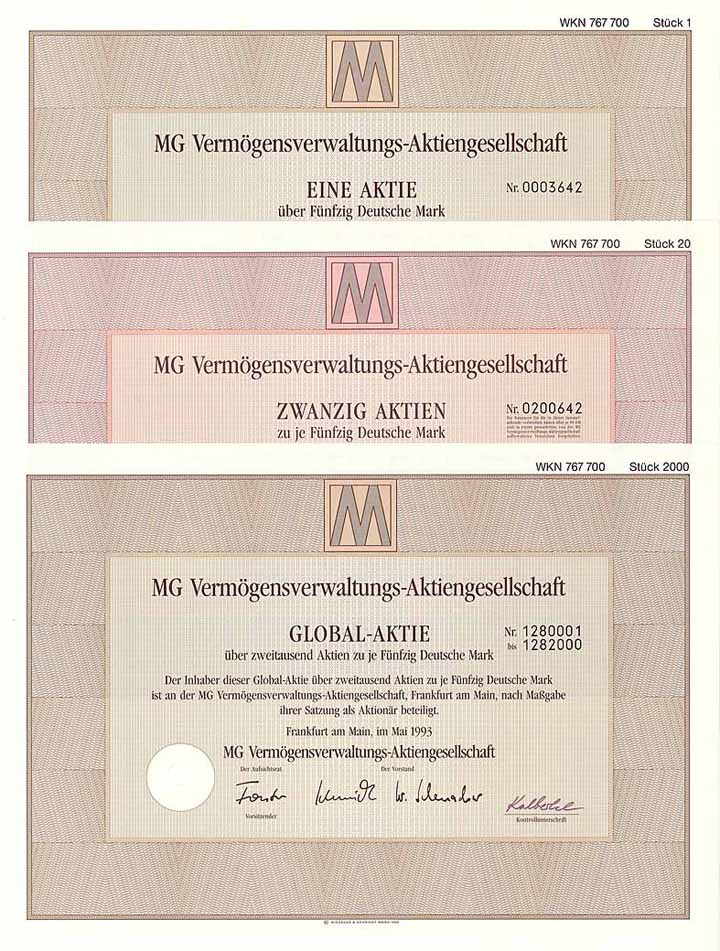MG Vermögensverwaltungs-AG (3 Stücke)