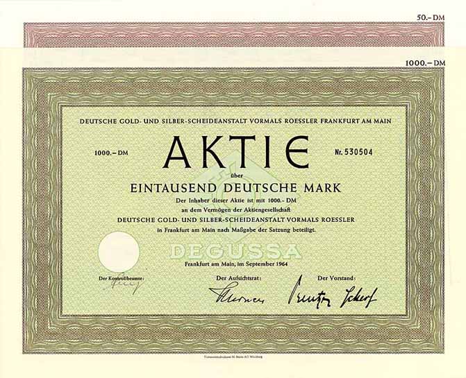 Deutsche Gold- und Silber-Scheideanstalt vormals Roessler (2 Stücke)