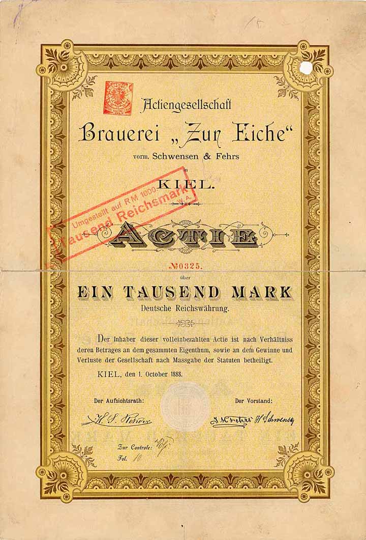 AG Brauerei "Zur Eiche" vorm. Schwensen & Fehrs