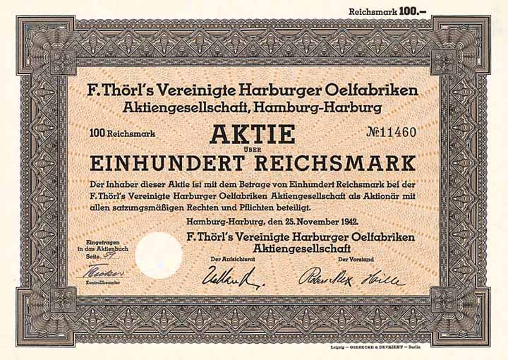 F. Thörl's Vereinigte Harburger Oelfabriken AG