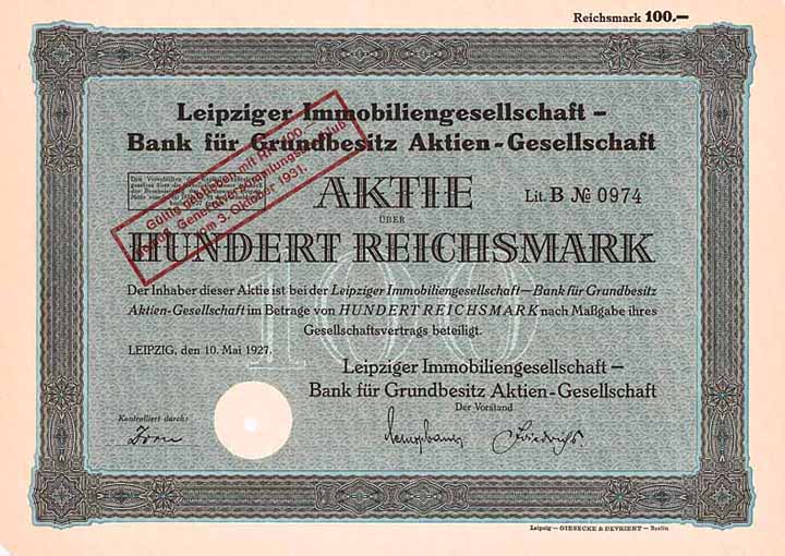 Leipziger Immobiliengesellschaft - Bank für Grundbesitz AG