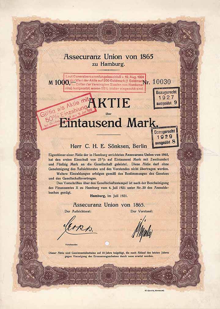 Assecuranz Union von 1865