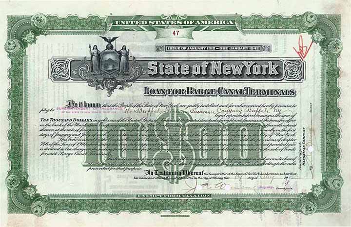 State of New York, Loan for Barge Canal Terminals