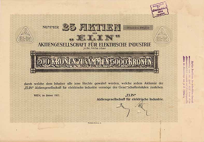 ELIN AG f�r elektrische Industrie