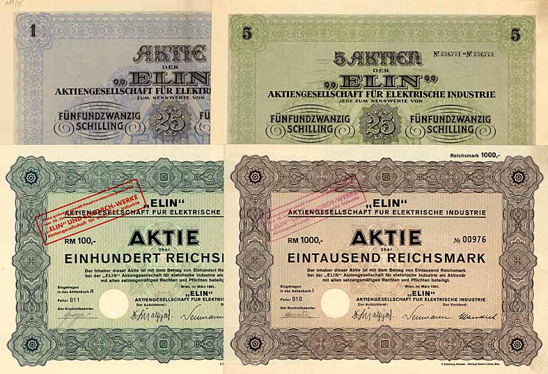 ELIN AG f�r elektrische Industrie (4 St�cke)