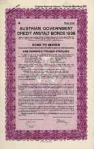 Austrian Government Credit Anstalt Bonds 1936