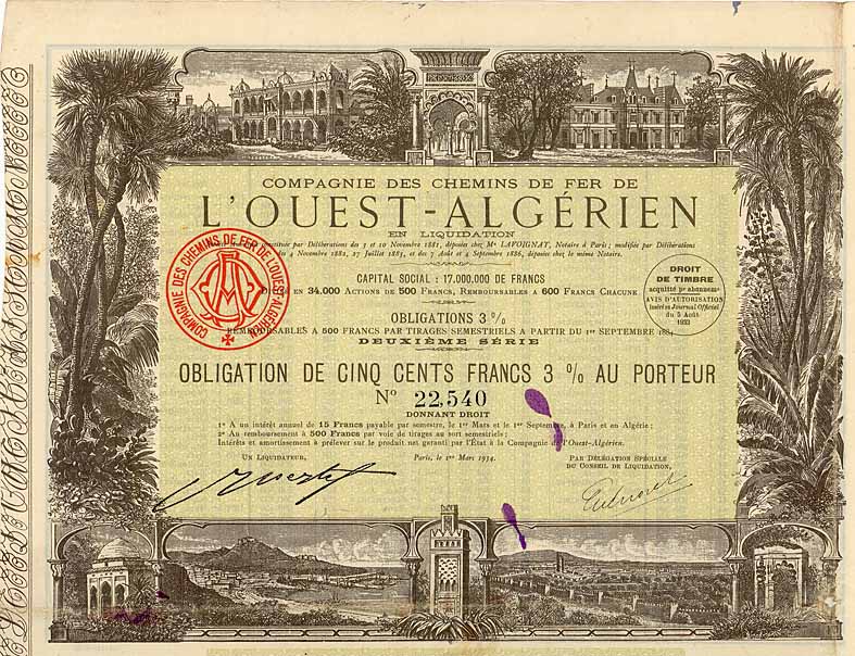 Cie. des Chemins de Fer de l'Ouest Algrien