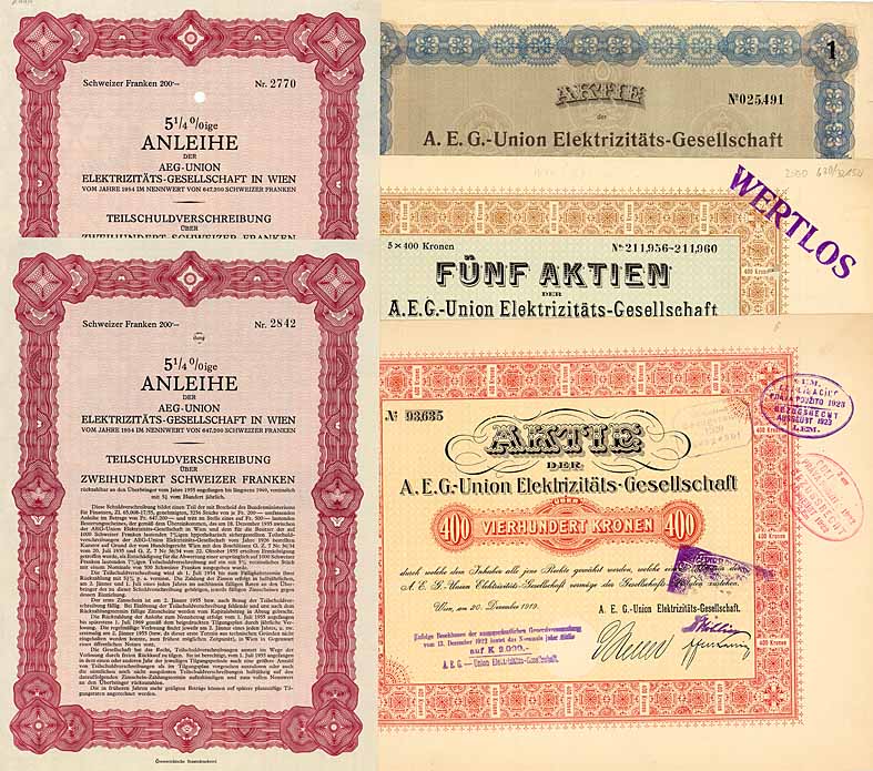 A.E.G.-Union Elektrizit�ts-Gesellschaft (8 St�cke)