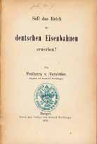 Soll das Reich die deutschen Eisenbahnen erwerben - Buch