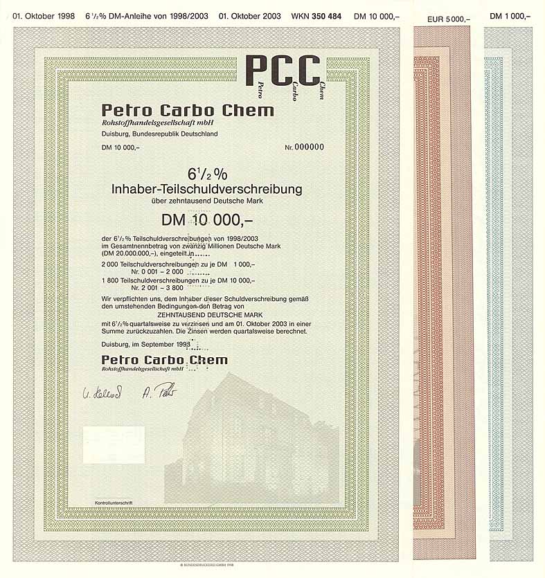Petro Carbo Chem Rohstoffhandelsgesellschaft mbH + PCC AG (3 St�cke)