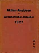 Aktien-Analysen des Wirtschaftlichen Ratgeber 1927