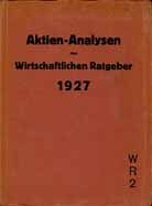Aktien-Analysen des Wirtschaftlichen Ratgeber 1927